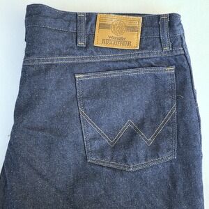 Wrangler Men Dark Blue Rugged Wear Red Fleece Lined Denim Jeans USA Size 44X30